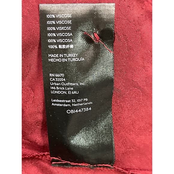 Anthropologie Jacquard Leopard Dress Burgundy Open Back Tie Waist Womens S Party - Picture 10 of 12